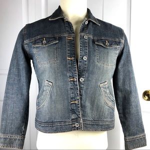 Chico's Womens Denim Jacket Blue Jeans Stretchy